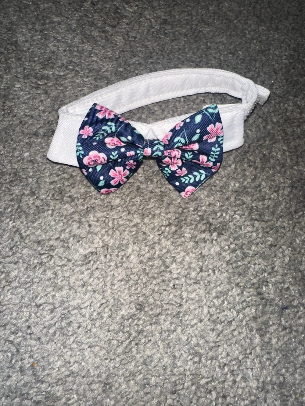 Floral Navy Dog Bow Tie Accessory